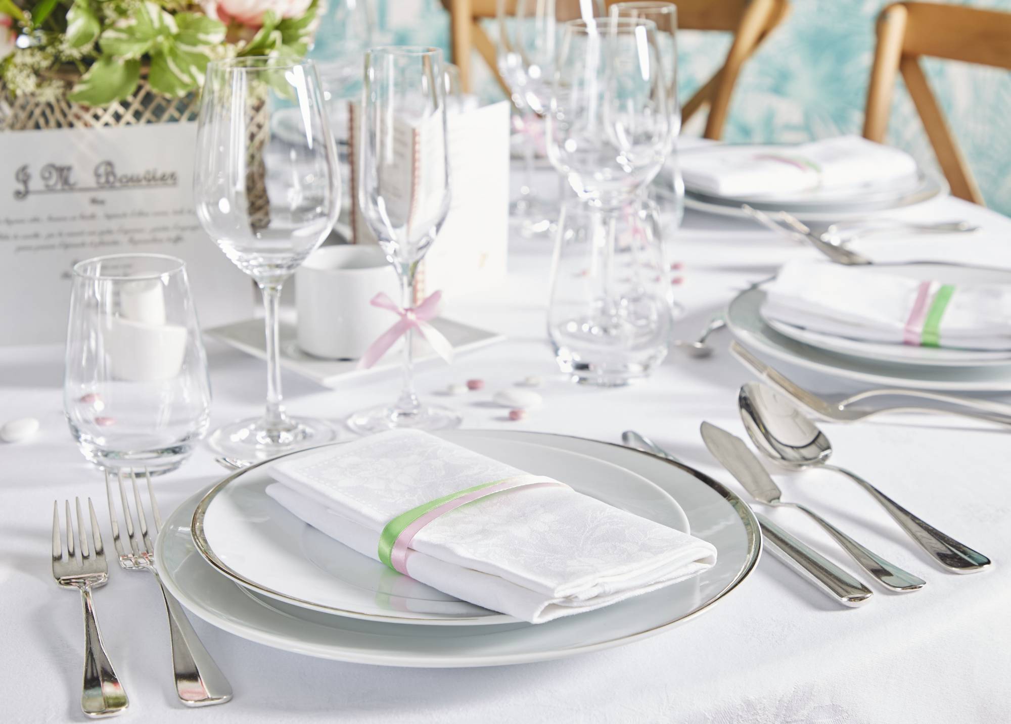 Assiette porcelaine Plate Filet Or / Ellipse Argent