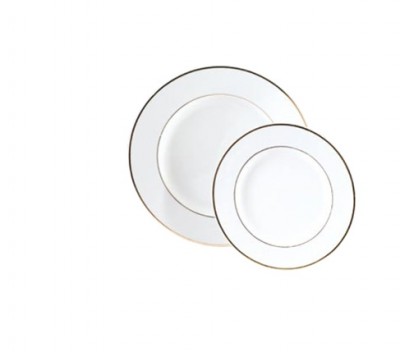Assiette porcelaine Plate Filet Or / Ellipse Argent